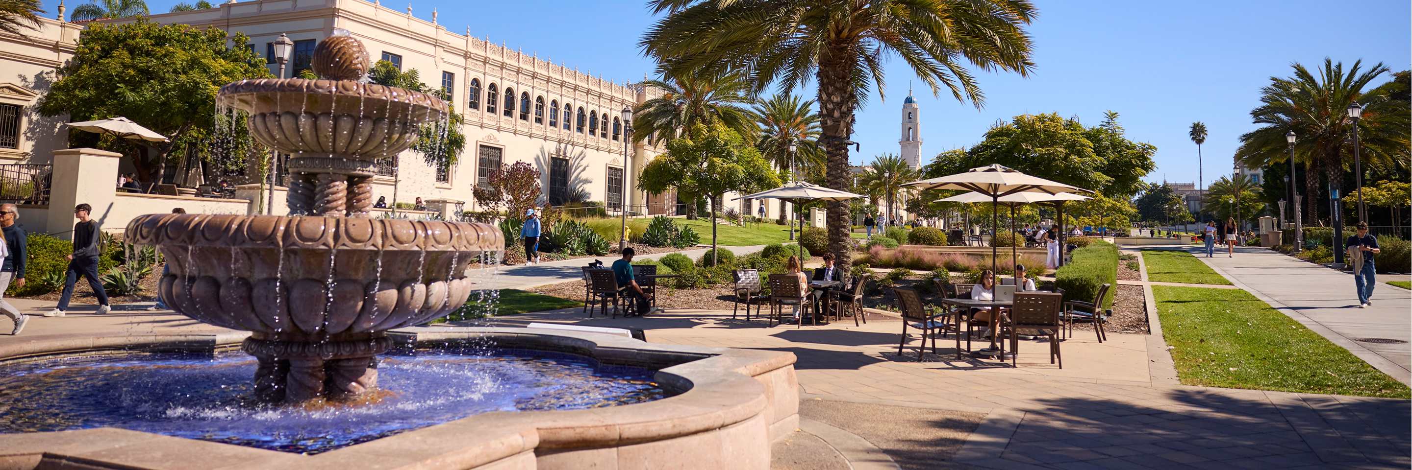 beautiful university of san diego campus fountain.