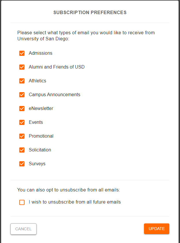 Mail update memberships screen