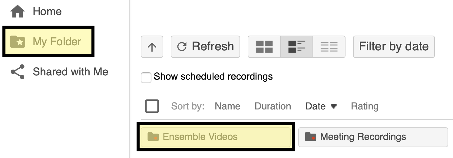 share panopto folder ensemble videos