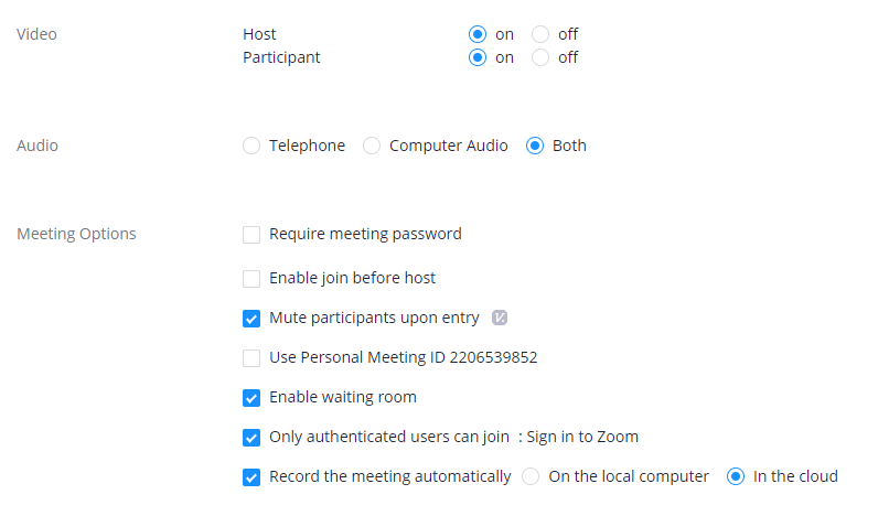 Schedule settings