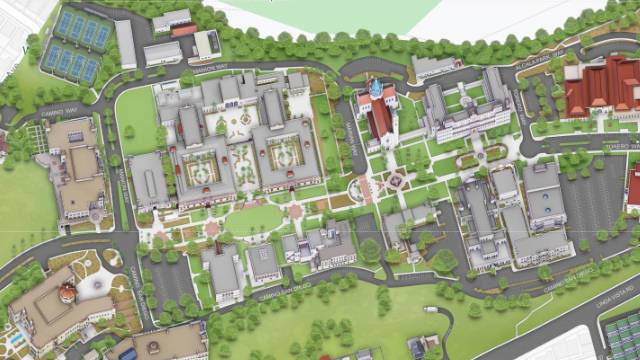 Map showing a section of USD campus.