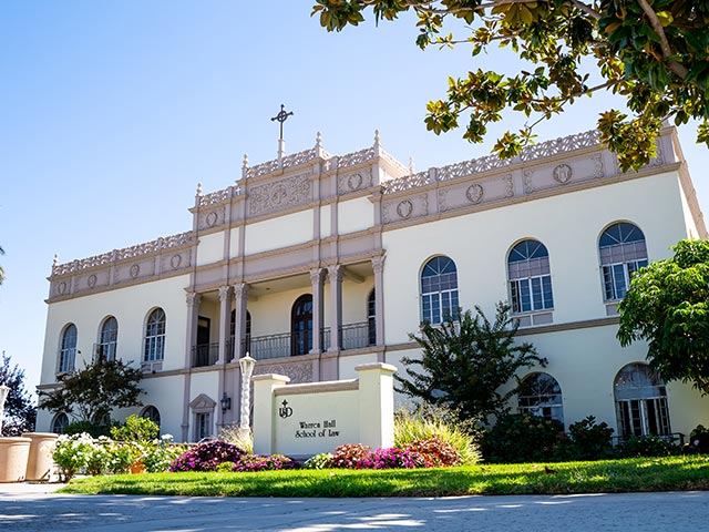 The outside of the warren hall school of law