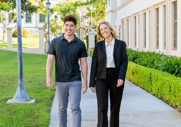 students walking on campus