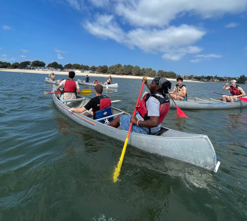 students canoeing