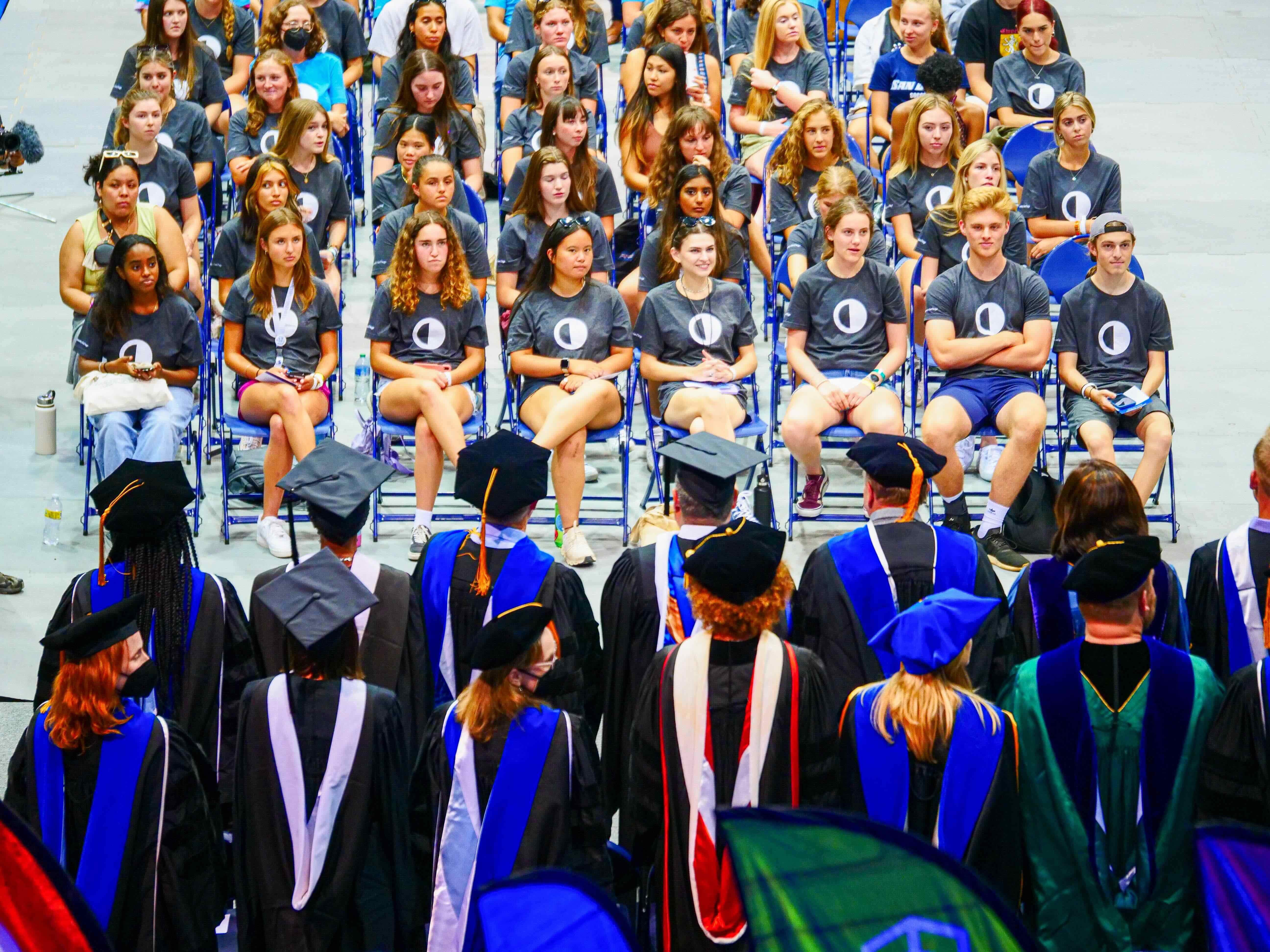students and faculty at convocation