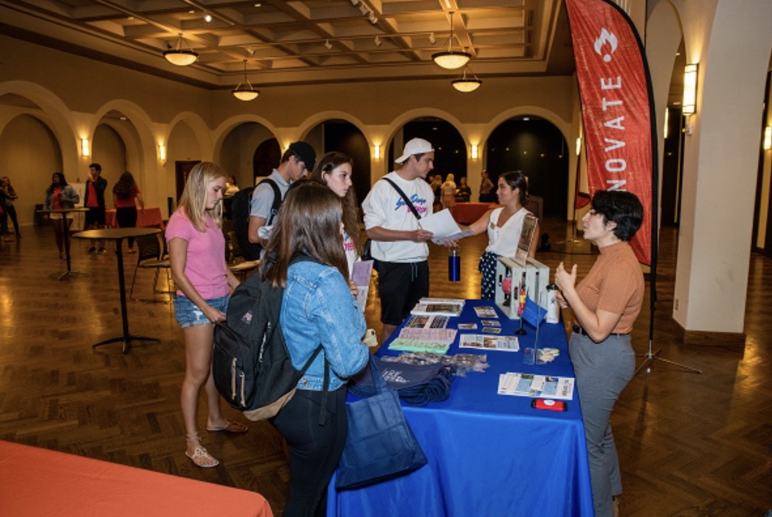 students at a table