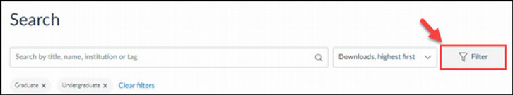 Screenshot of Filter button in Commons