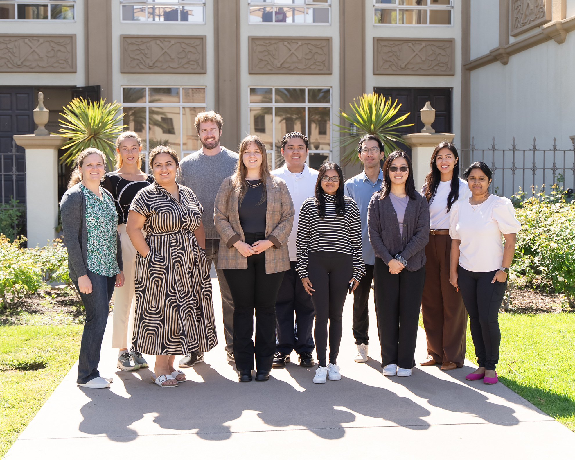Informatics group in front of Hahn School of Nursing building