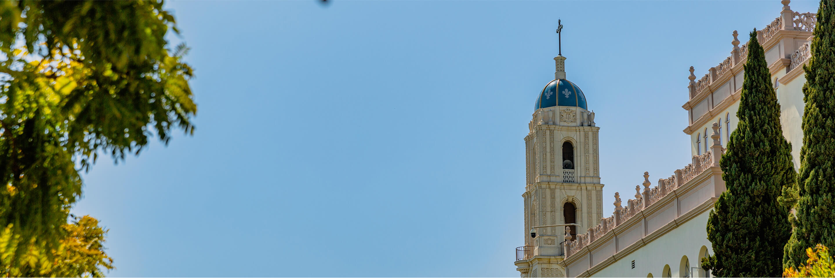 skyline photo of the steeple on usd campus