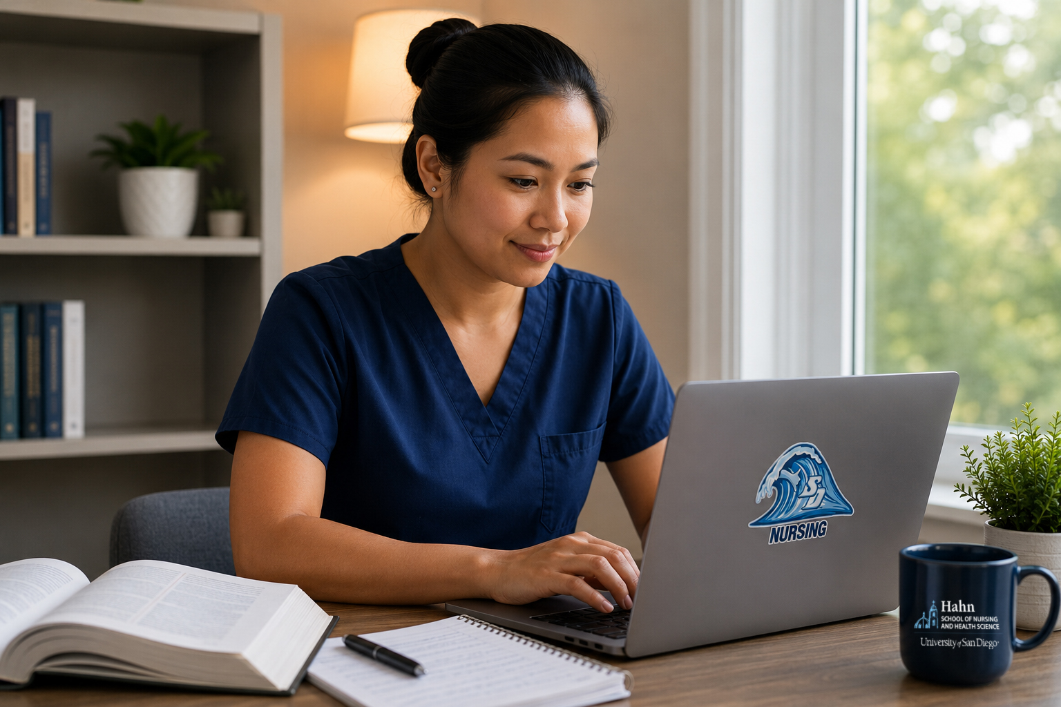 USD nurse studying online at home