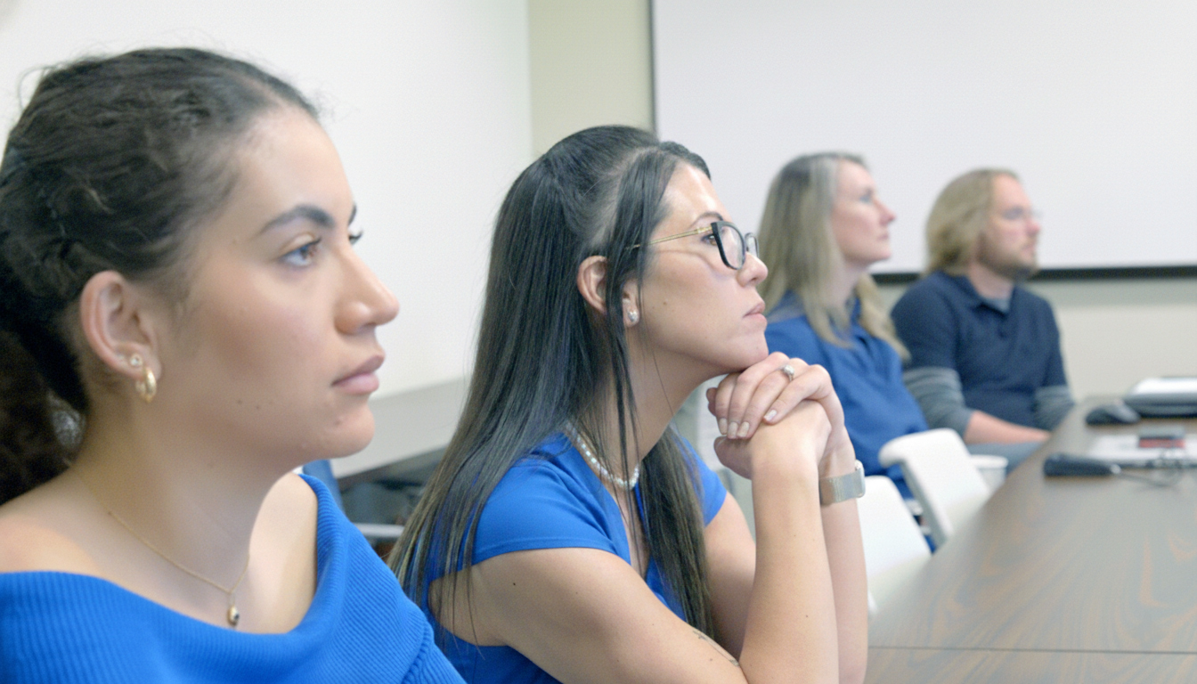 PhD students listening to classroom lecture