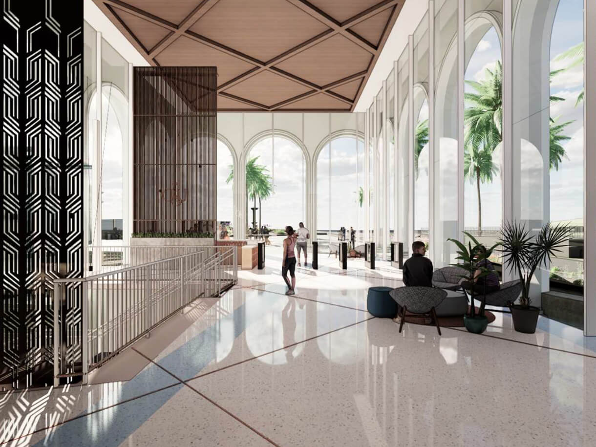 Rendering of Wellness Center lobby area