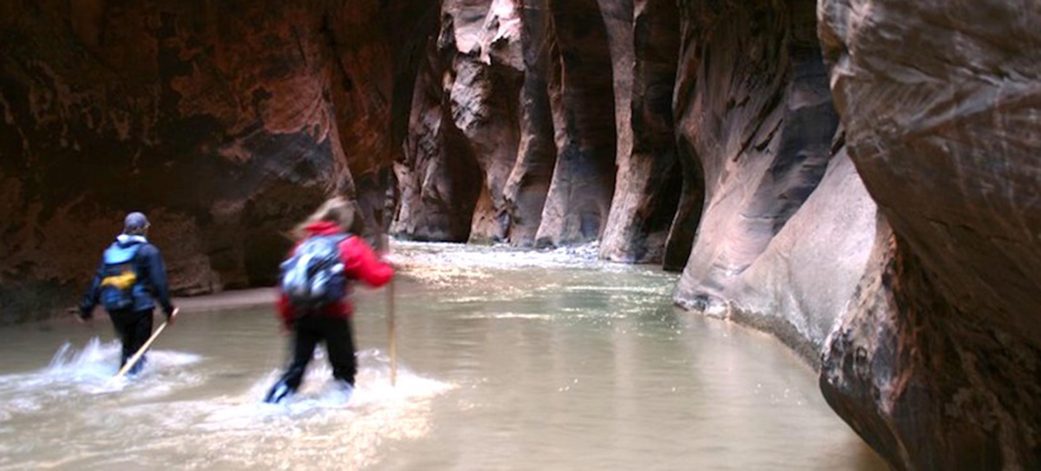 Students canyoneering on location