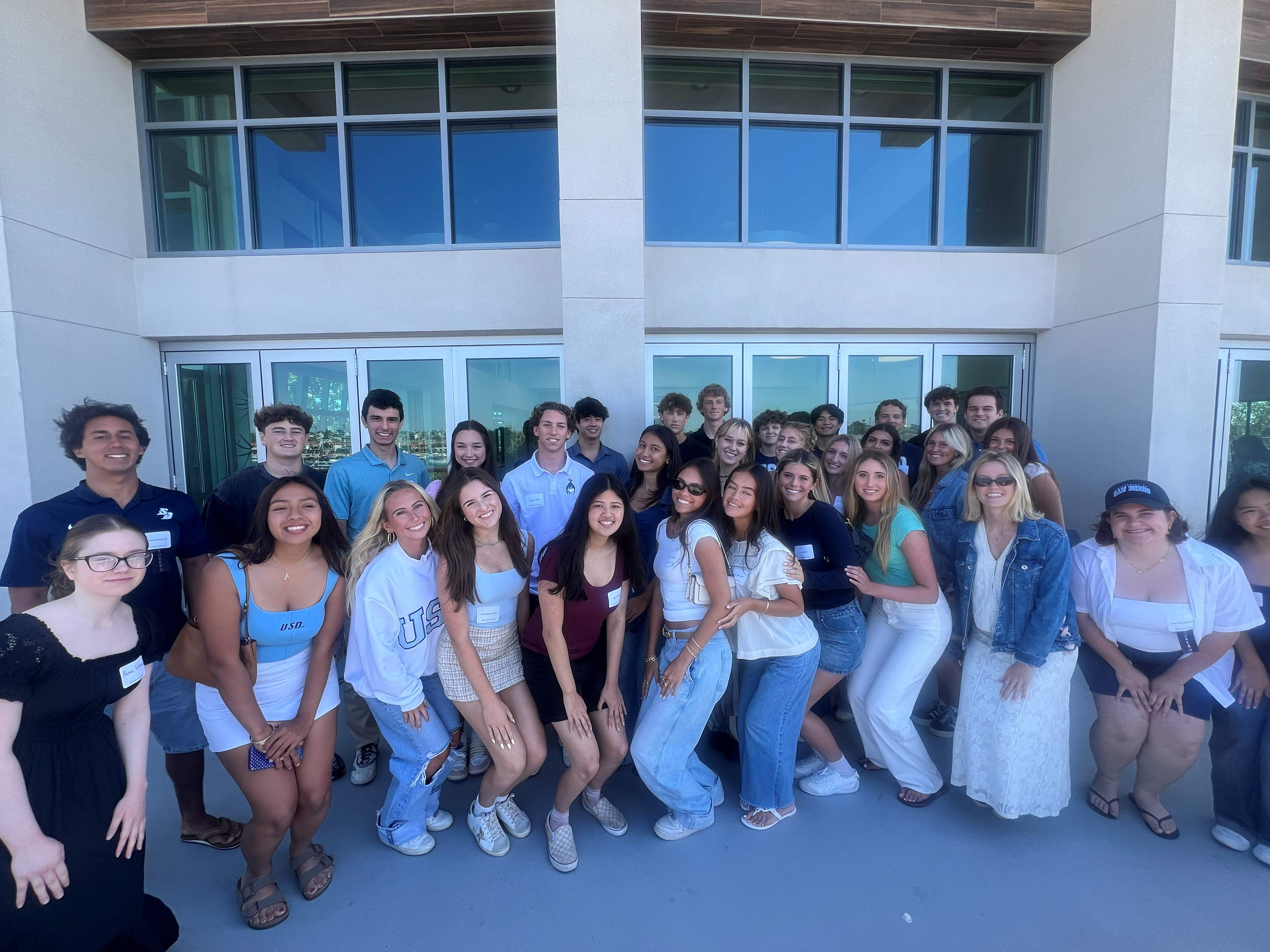 Group of students at downtown rooftop