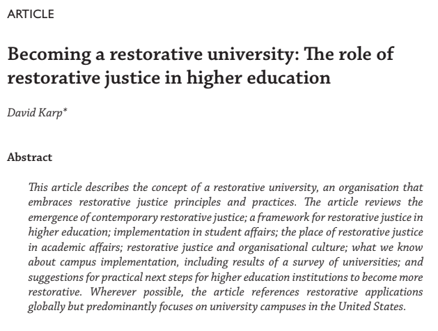 Becoming A Restorative University