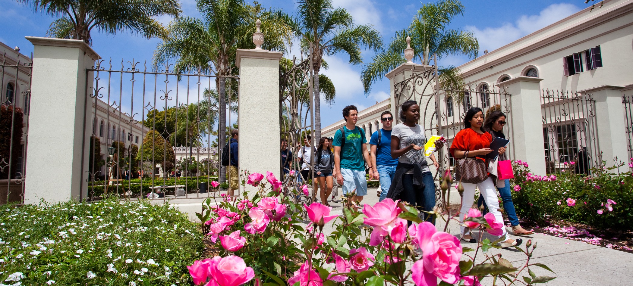 students walking on campus