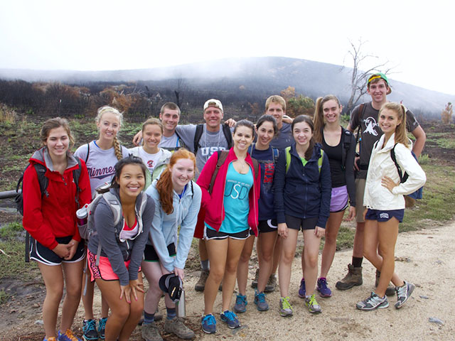 Small group hiking