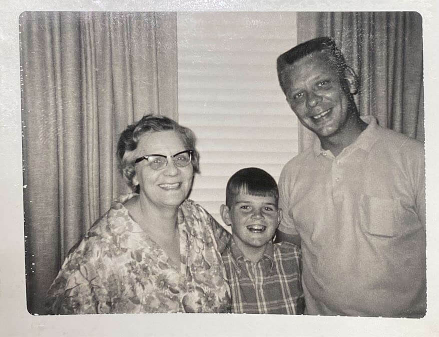 Old photo of President Jim Harris with grandma
