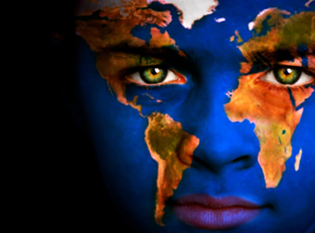 map on person's face