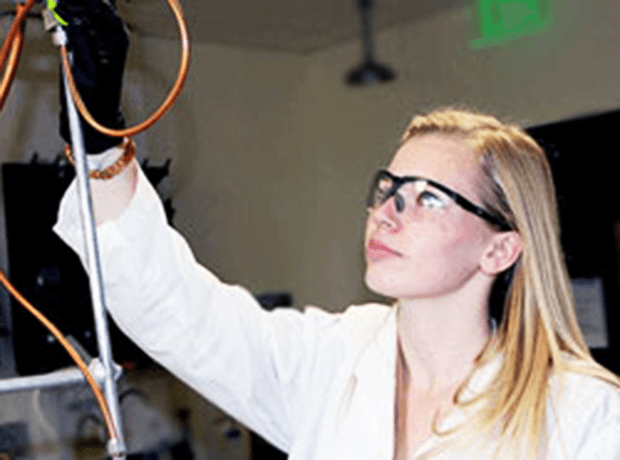 student working in lab