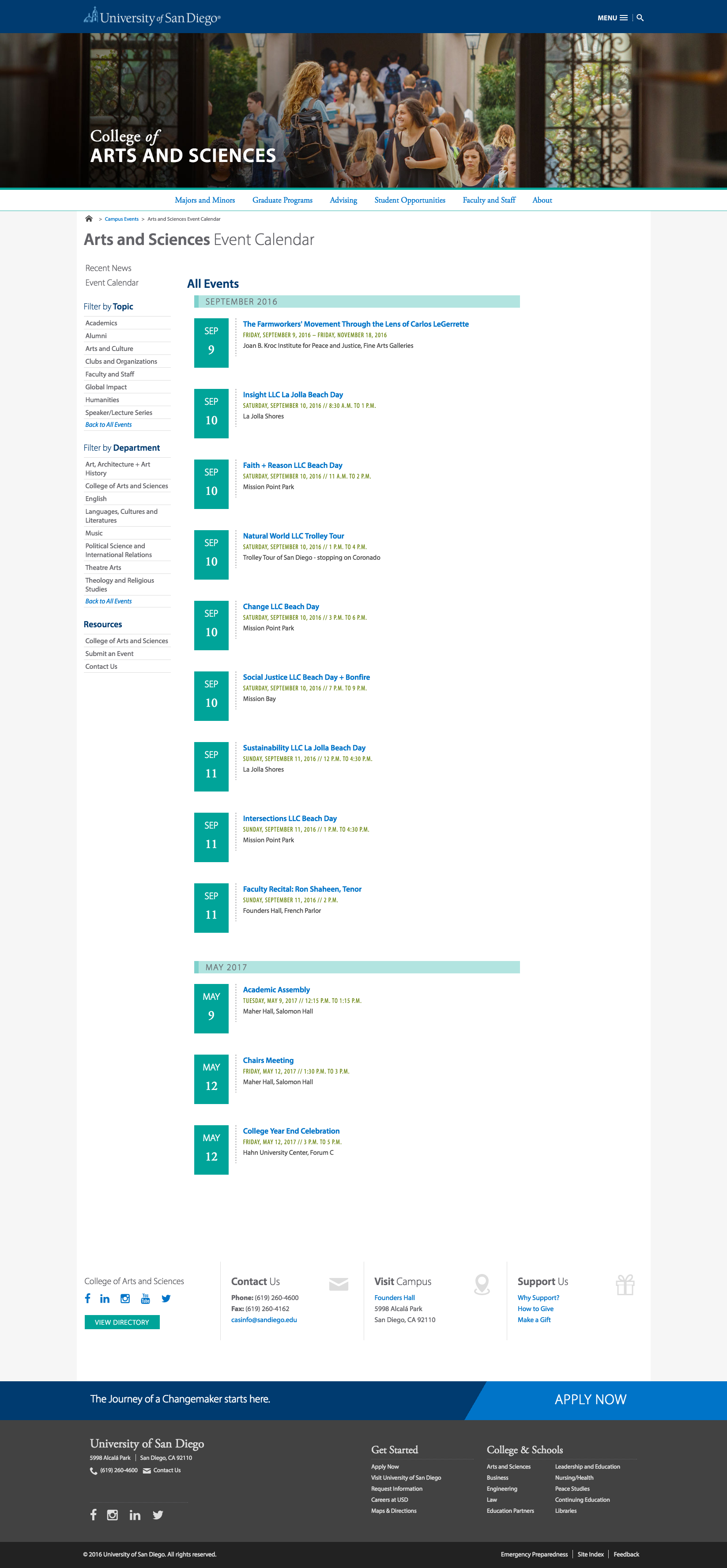 College Events Listing