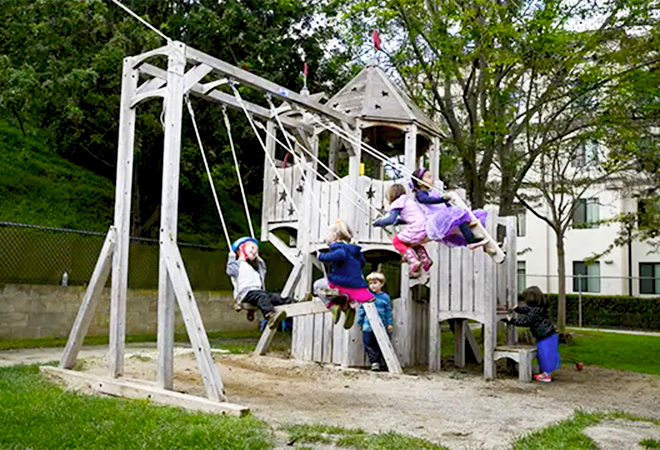 kids playing in a playground