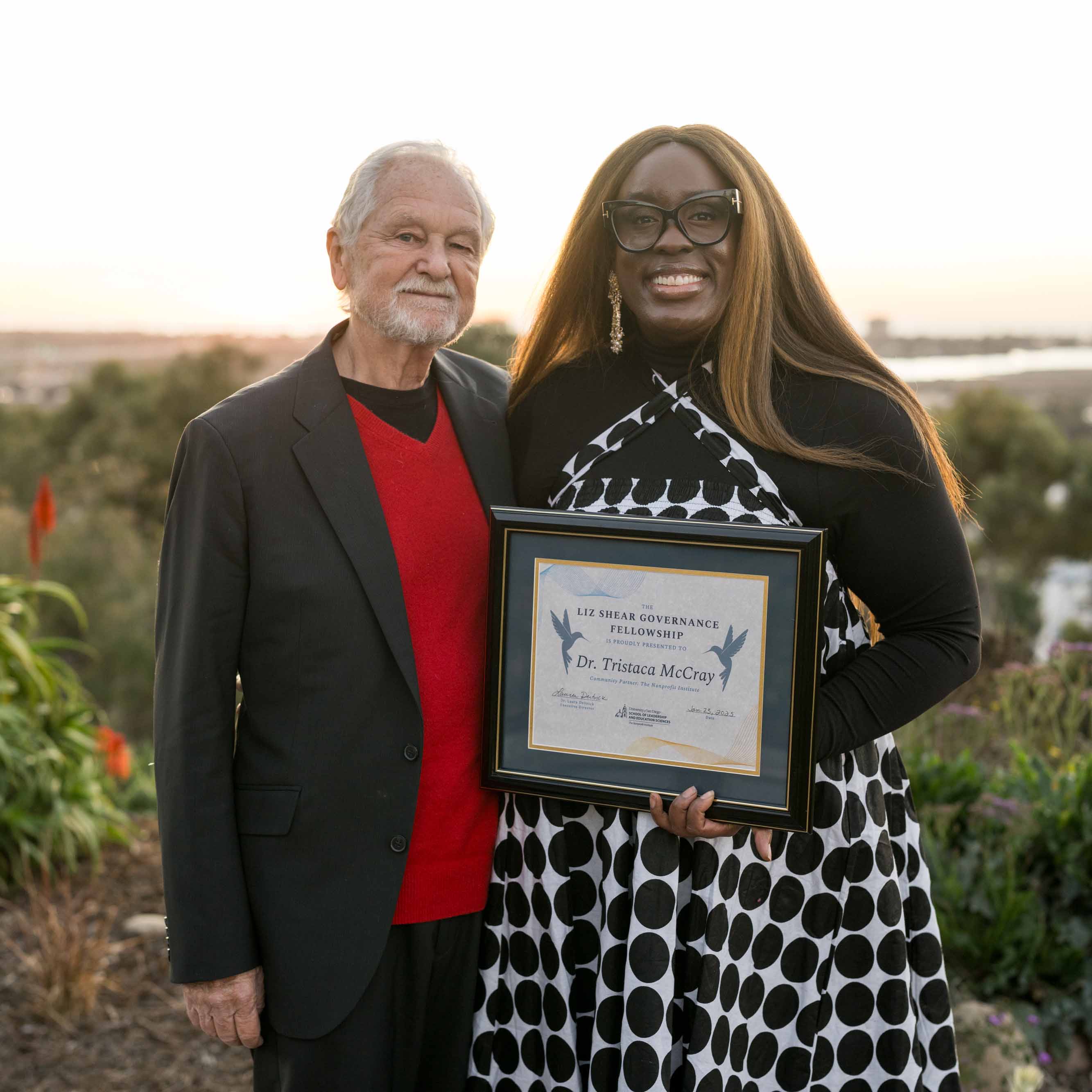 Dr. Tristaca McCray with the Liz Shear Governance Fellowship Award