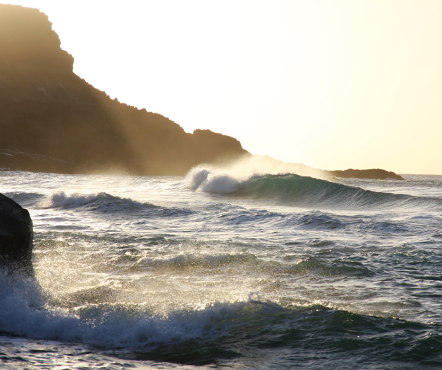 A picture of blue ocean waves