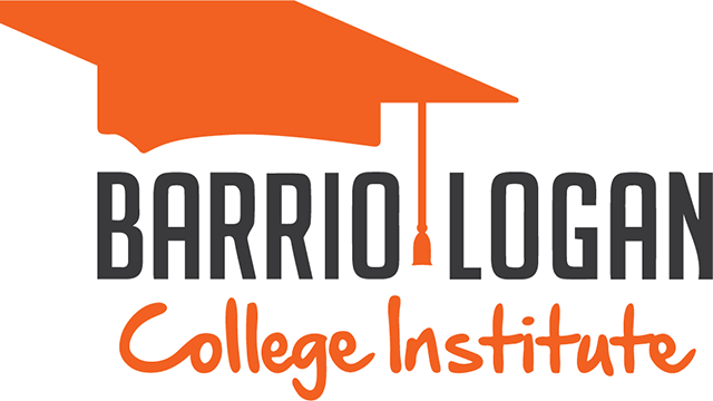 logo with text that says "barrio logan college institute"