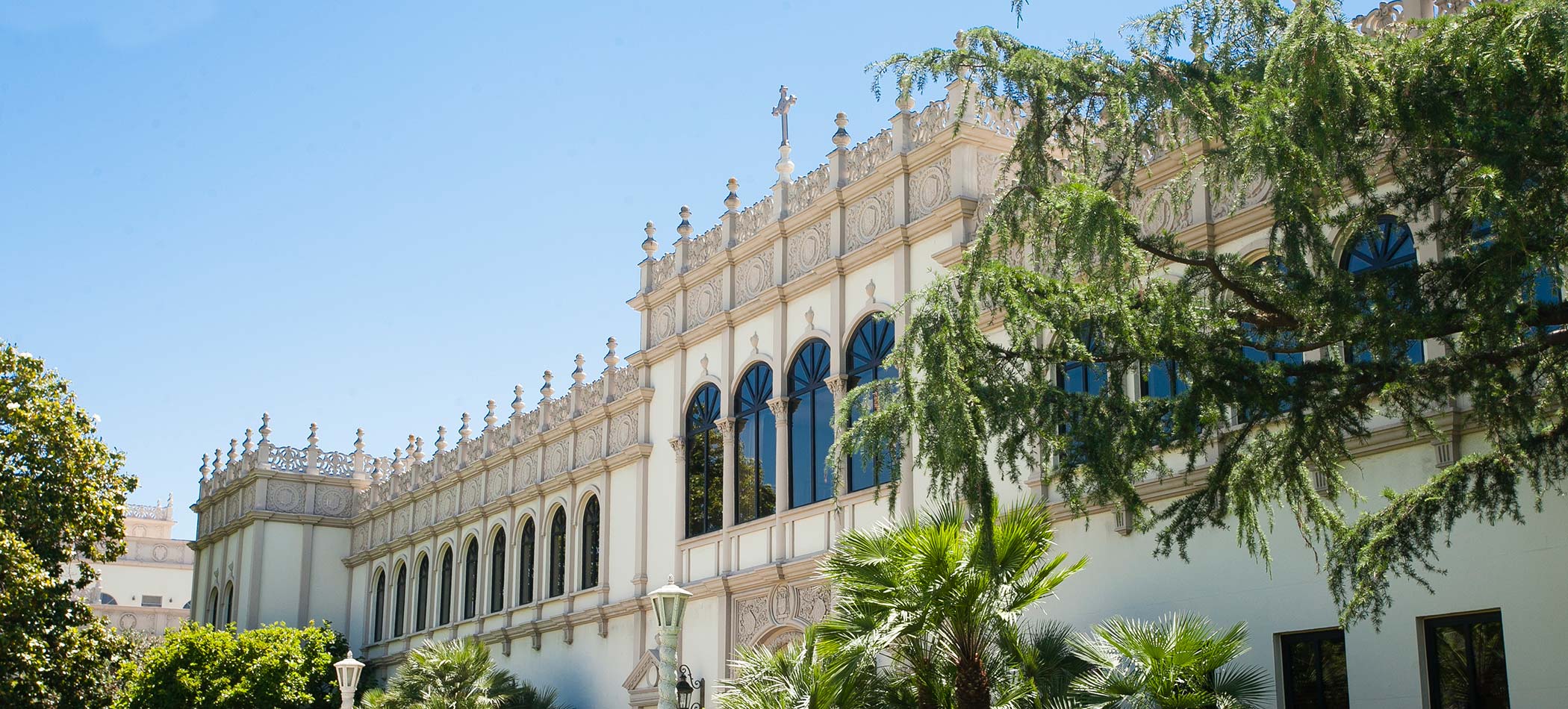 The Hughes Administration building on campus