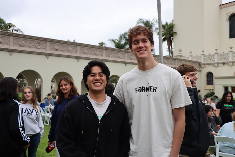 students talking on campus