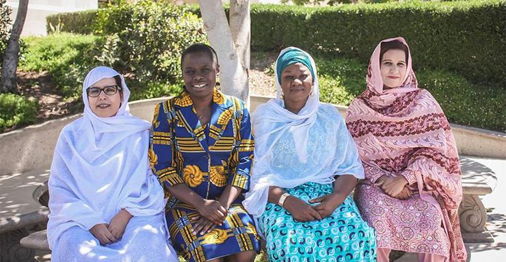 The 2016 Women PeaceMakers, left to right: Fatma Mehdi Hassam (Western Sahara), Jane Anyango (Kenya), Hamsatu Allamin (Nigeria) and Khurshid Bano (Pakistan).