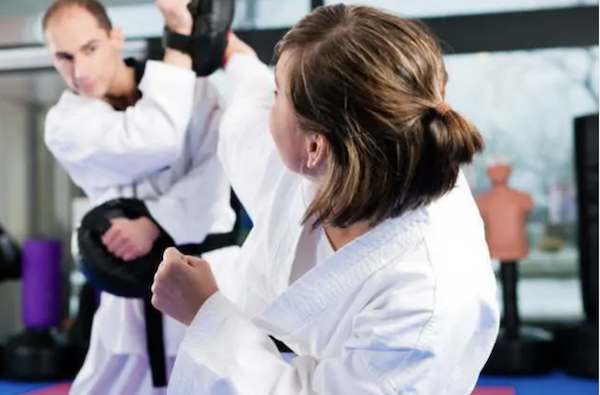 students in a martial arts class