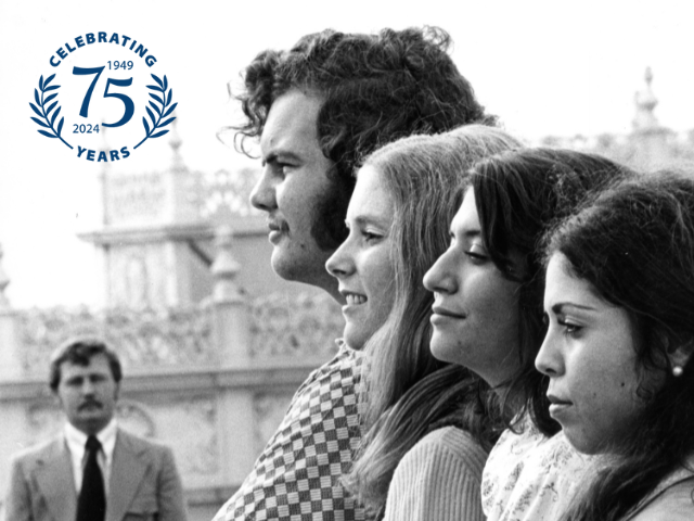 usd students facing the same direction in the 1970s