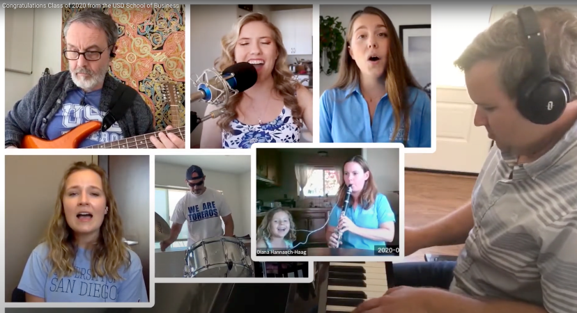 Collage of members of the USD School of Business band