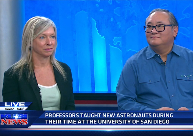 Diane Hoffoss, professor of mathematics and Ernie Kim, professor of electrical engineering