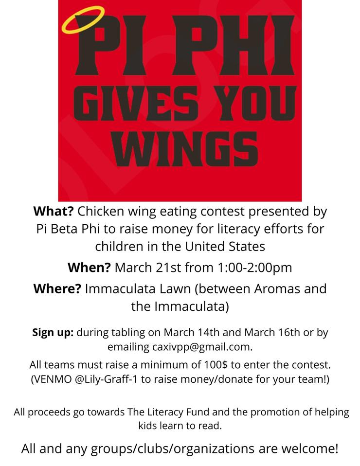 Flier for Pi Phi Gives You Wings