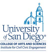 Logo image: University of San Diego College of Arts and Sciences Institute for Civil Civic Engagement