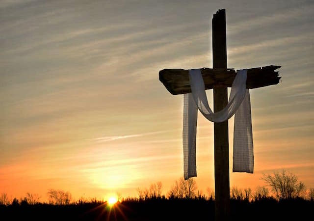 Image of cross at sunrise