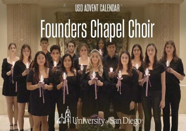 USD Founders Chapel Choir holding candles