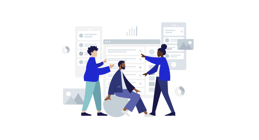 Animated image of 3 people in a workshop presentation