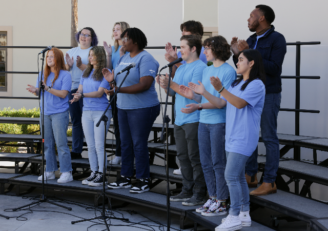 The USD Gospel Choir singing during a Fall 2023 performance 