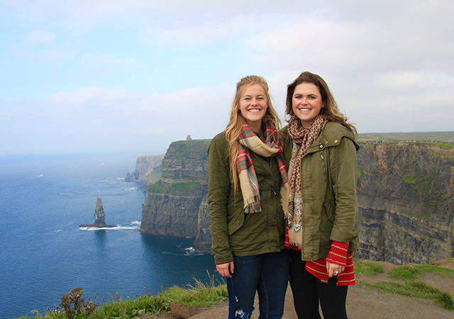 USD students stand on the cliffs of Moher in Ireland