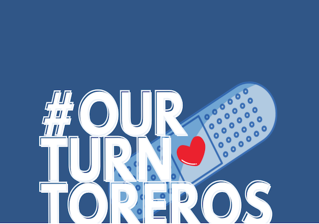 #OurTurnToreros logo with band aid and heart