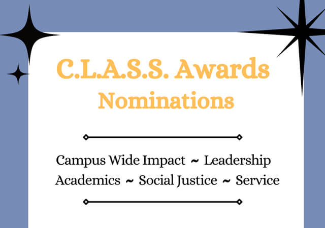 Blue and White flyer with the C.L.A.S.S Awards informations 