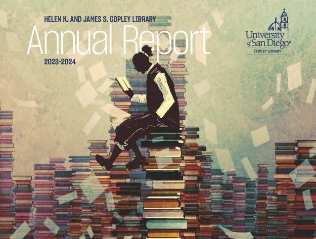 image of person sitting on top of stack of books