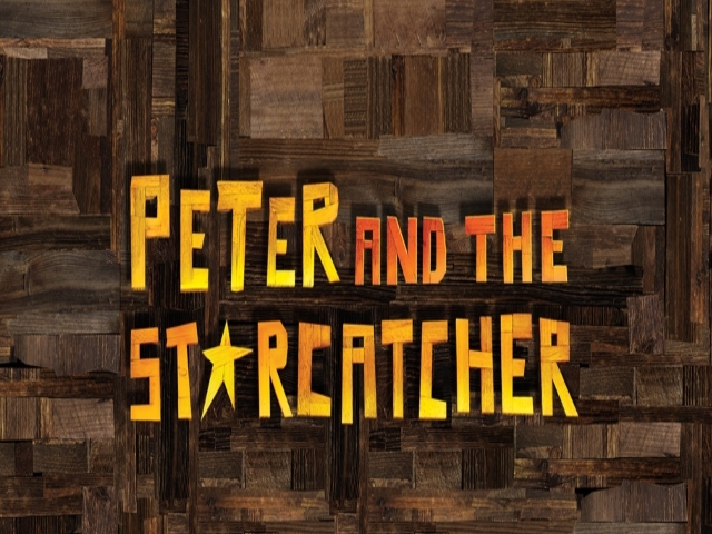 Title Peter and the Starcatcher with wood paneling background