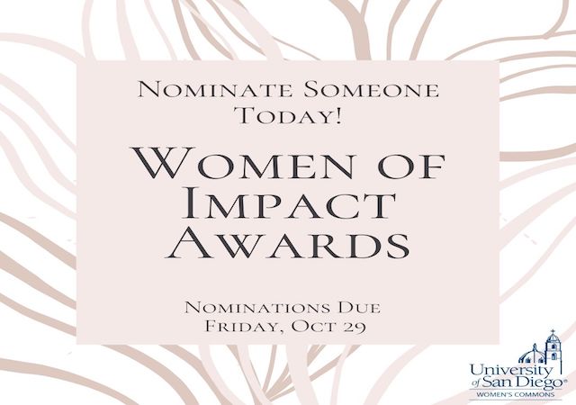 Light purple background; Text: Nominate Someone Today! Women of Impact Awards Nominations Due Oct 29th 