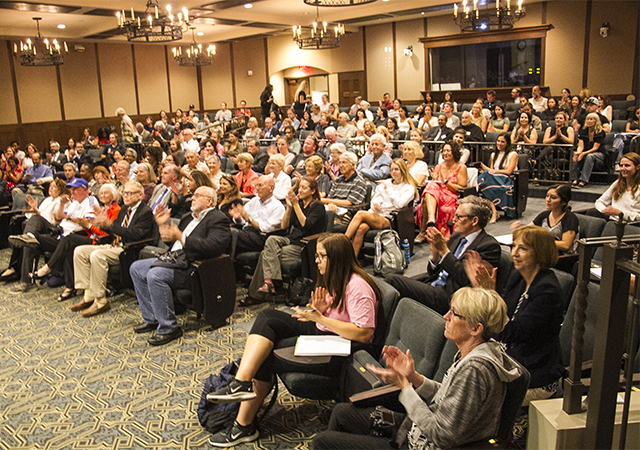 Art fans at USD and in the San Diego community attended a public talk and reception connected to the Christ: Life, Death and Resurrection exhibit on Sept. 12.
