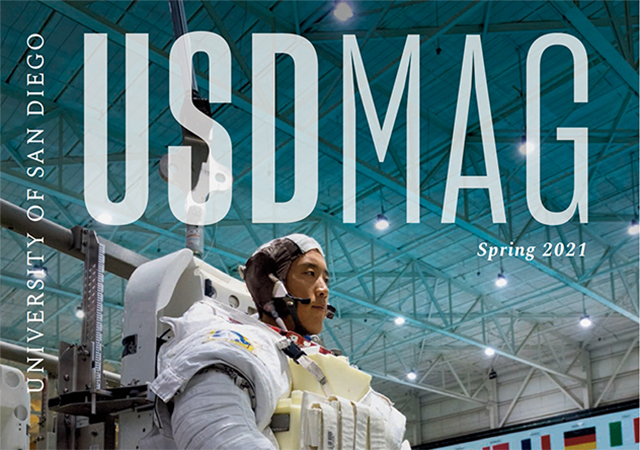 Cover of Spring 2021 USD Magazine featuring astronaut and alumnus Jonny Kim